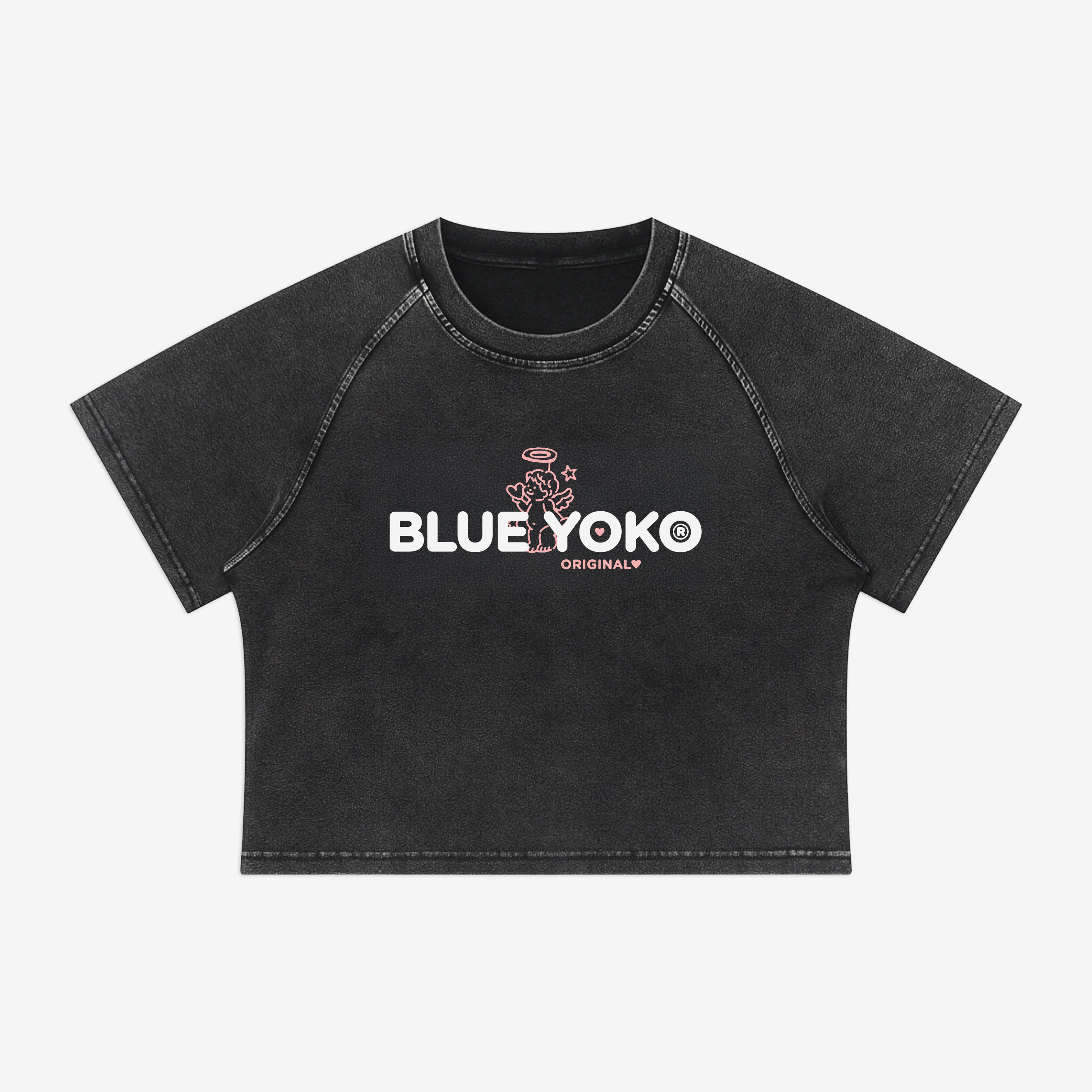CUPID ACID WASH CROPPED TEE