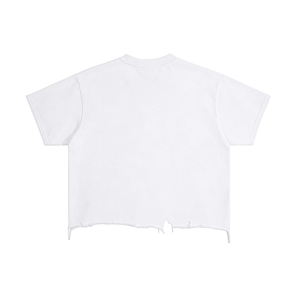 RISING SUN DISTRESSED BOXY TEE - WHITE