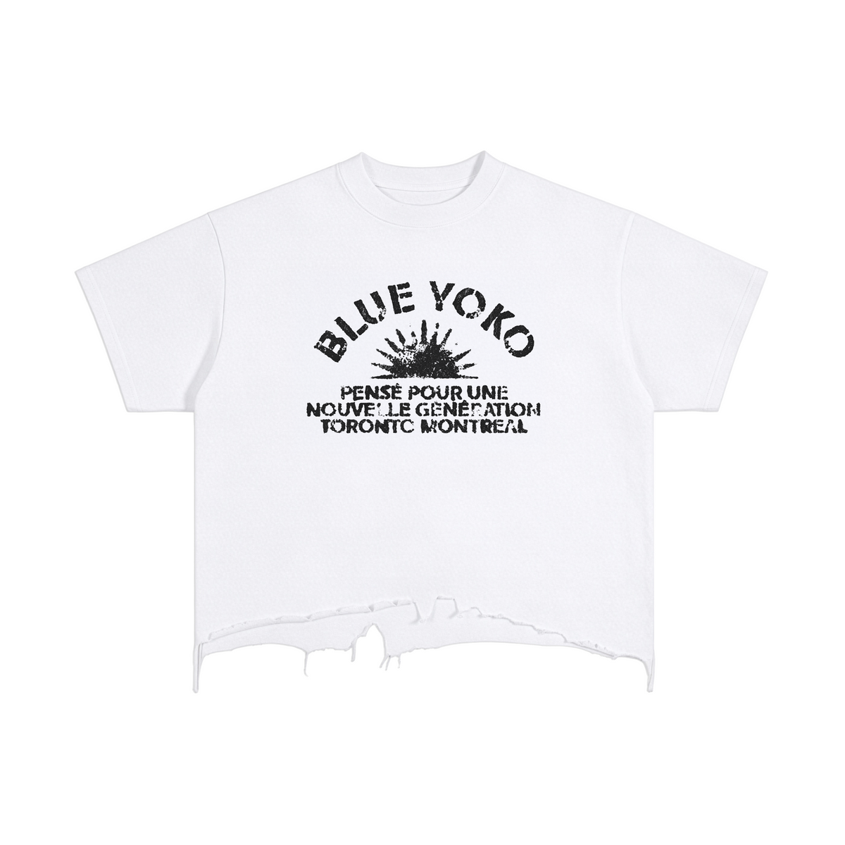 RISING SUN DISTRESSED BOXY TEE - WHITE