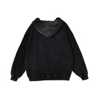 LOGO ACID WASH HOODIE - BLACK