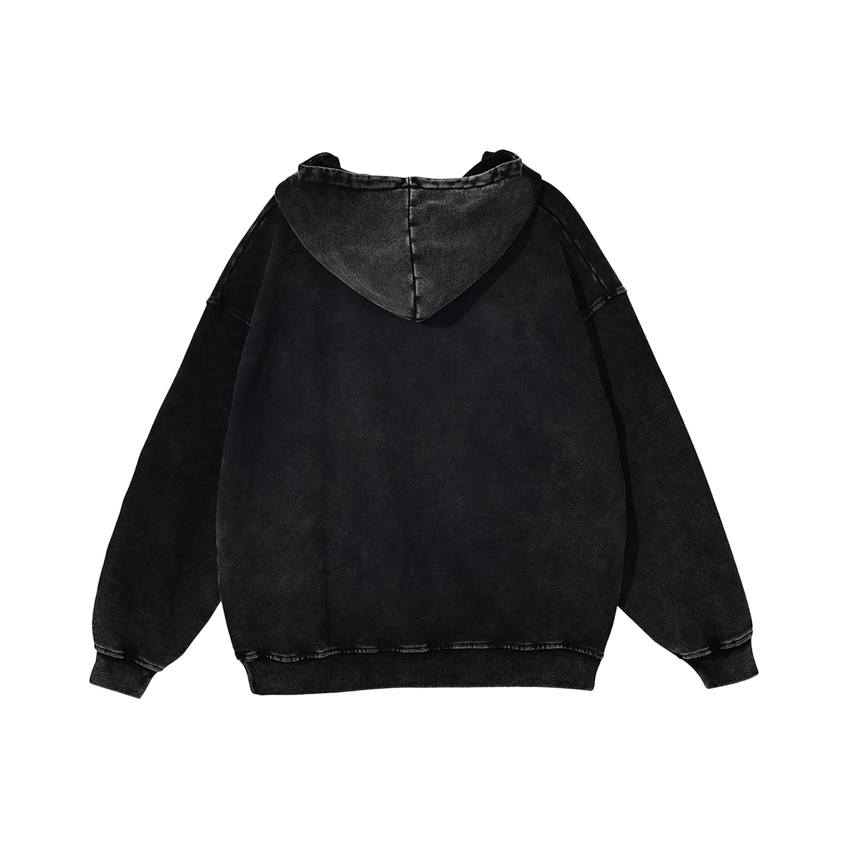 LOGO ACID WASH HOODIE - BLACK