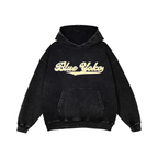 LOGO ACID WASH HOODIE - BLACK
