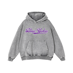 LOGO ACID WASH HOODIE - GREY