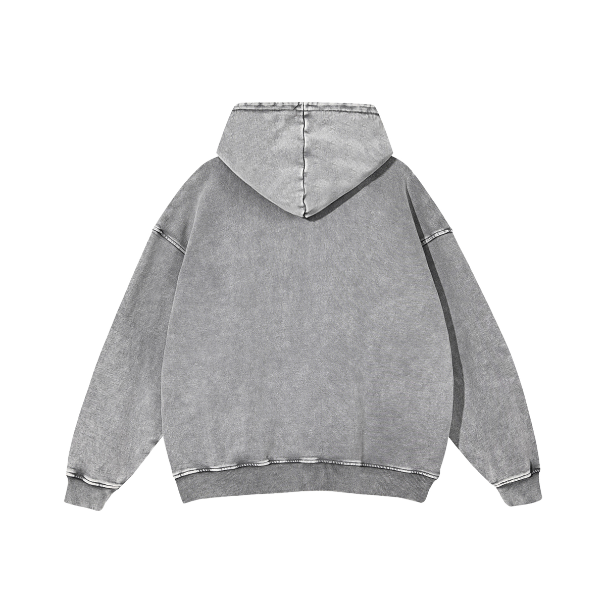 LOGO ACID WASH HOODIE - GREY