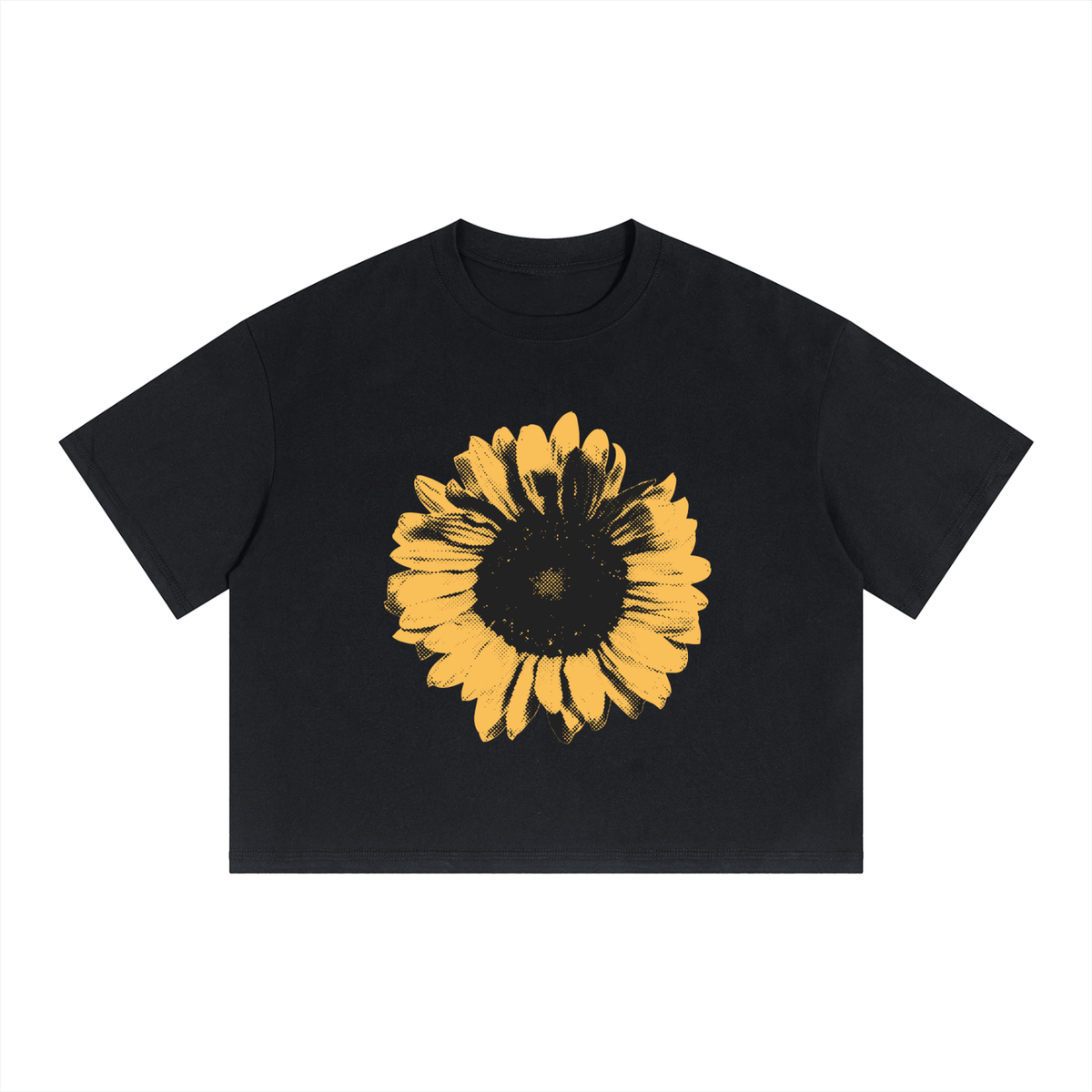 SUNFLOWER BOX FIT CROPPED TEE - BLACK