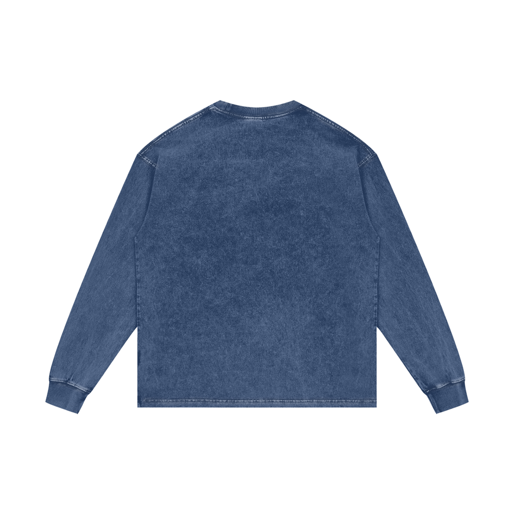 BLUE YOKO ACID WASH LONGSLEEVE - BLUE