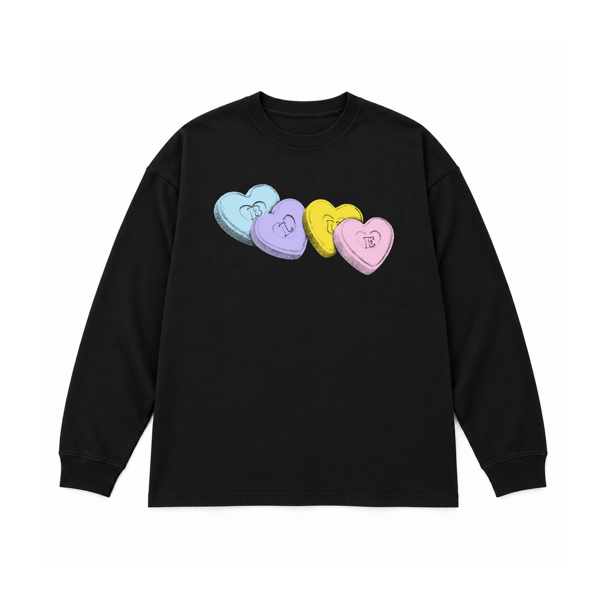 CANDY HEARTS III OVERSIZED LONGSLEEVE - BLACK