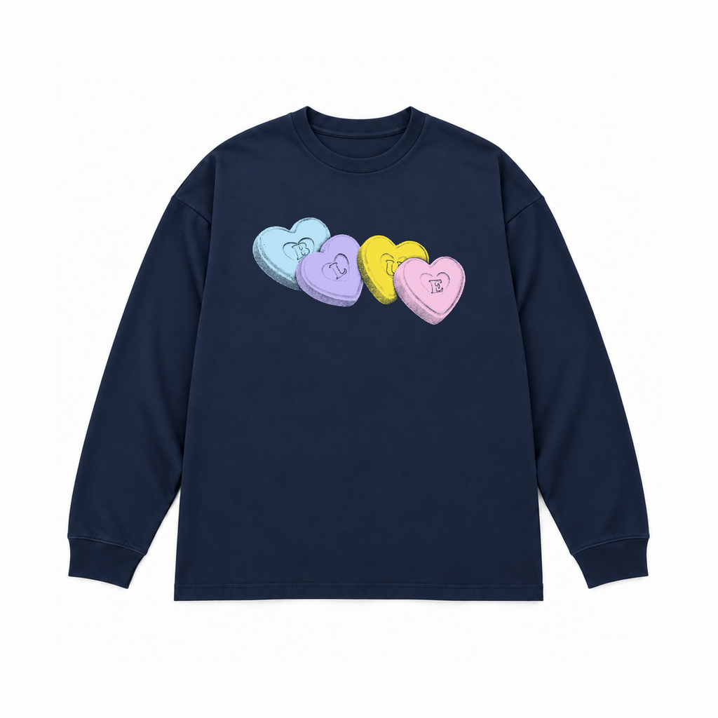 CANDY HEARTS III OVERSIZED LONGSLEEVE - NAVY