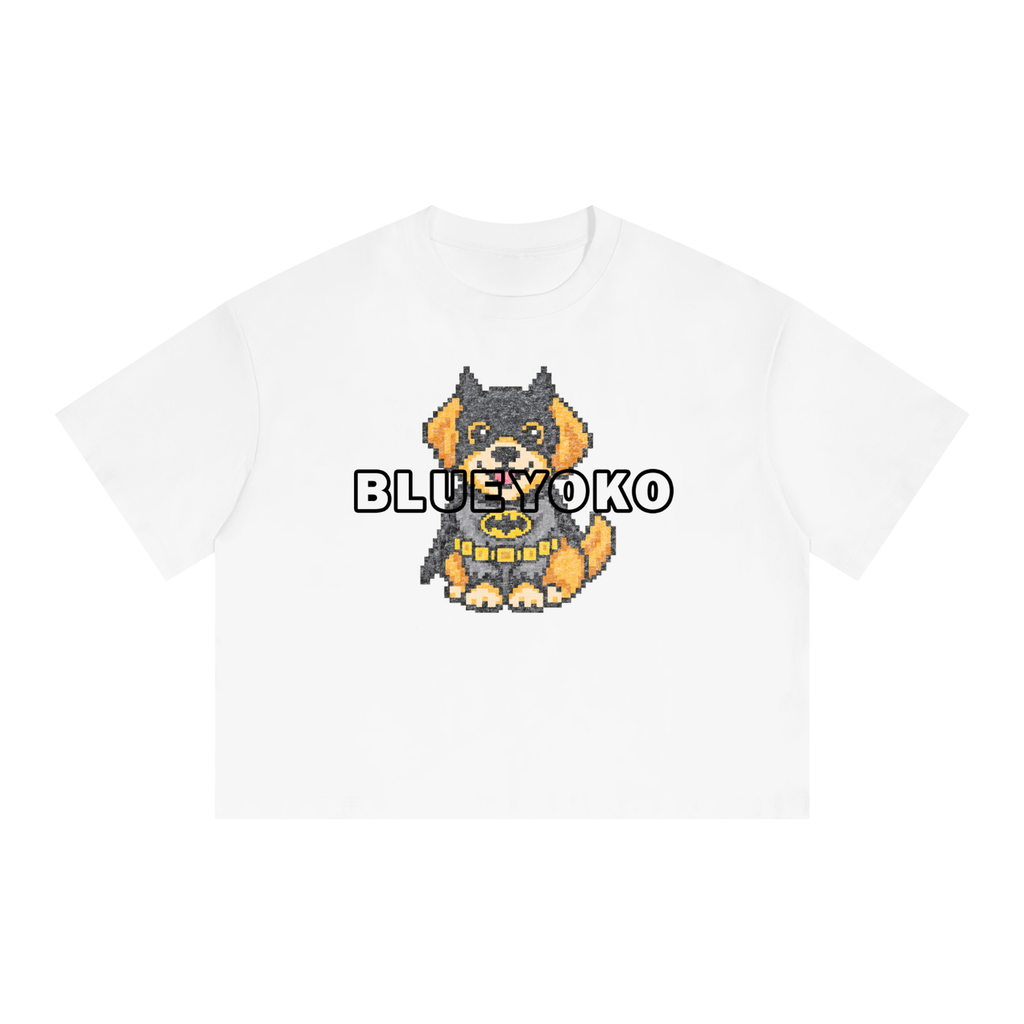 BAT DOG BOX FIT CROPPED TEE - WHITE