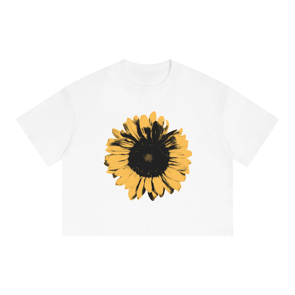 SUNFLOWER BOX FIT CROPPED TEE - WHITE
